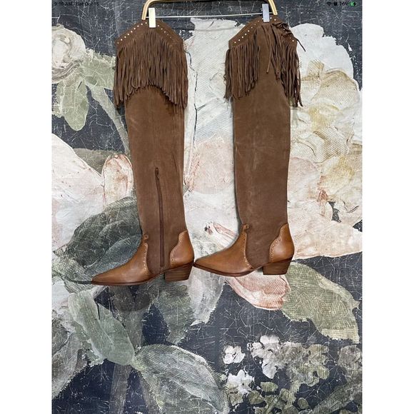 New Free People Sage Fringe Over-The-Knee Boots Size 39.5 - Picture 4 of 6
